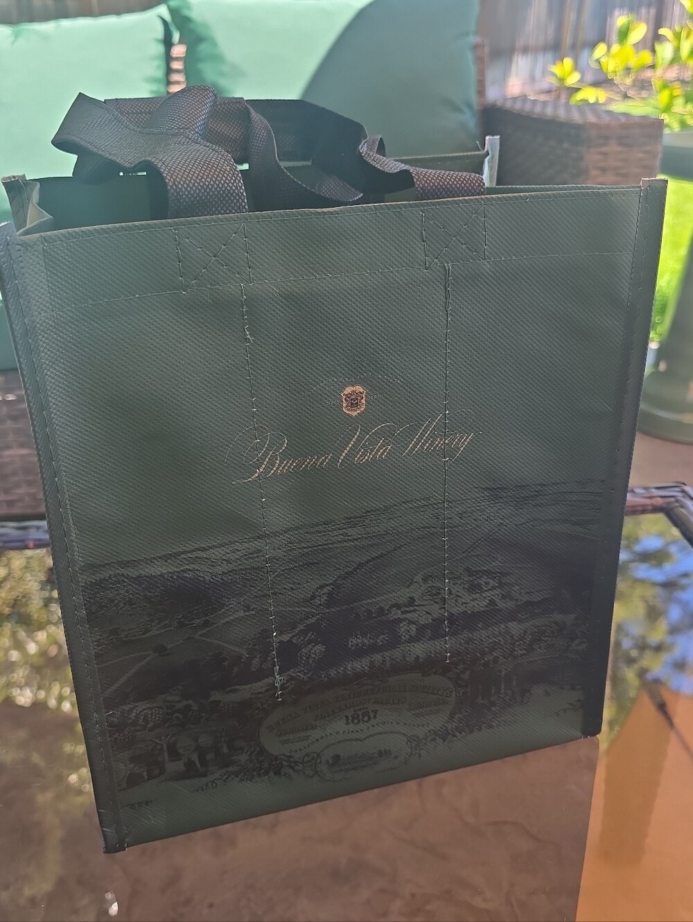 Buena Vista Winery 6 Bottle Wine Tote Green 10" X 7" X 11"H Sonoma CA Sheriff